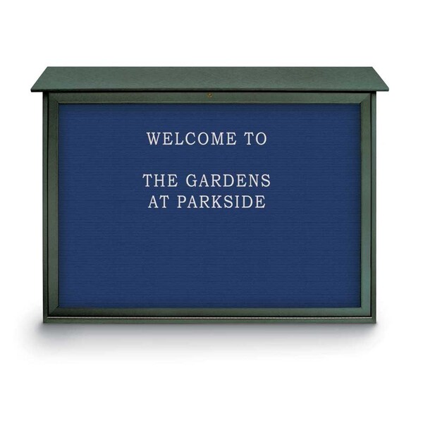 Indoor Enclosed Combo Board, 42"x32", Satin Frame/Green & Medium Grey